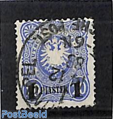 German post, 1pia on 20pf, used