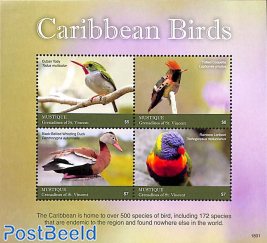 Mustique, Caribbean birds 4v m/s