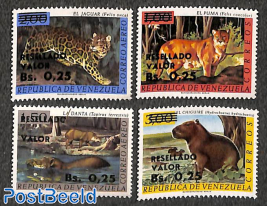 Animals, Resellado overprints 4v