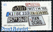100 Years unification in car plates 1v