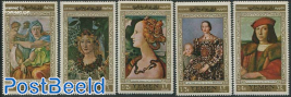 Florentin paintings 5v, gold border