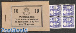 Emanuel Swedenborg, booklet with 20 B/D perf. stamps