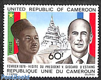 Giscard d'Estaing visit, flag with yellow star above