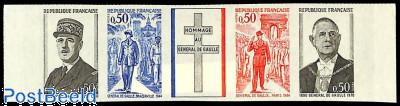 Charles de Gaulle 5v [::::], imperforated