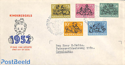 Child welfare 5v, FDC, typed address, open flap