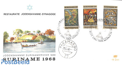 Synagoge Joden Savanne 3v, FDC without address, Palm