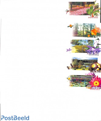 Set with 5 envelopes, Gardens
