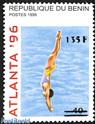 olympic games, atlanta, swimming, overprint