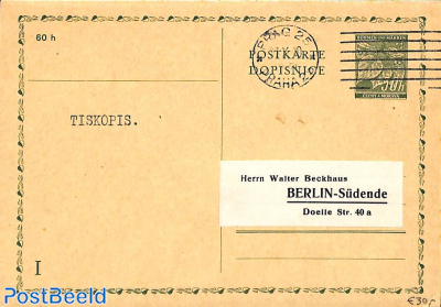Reply Paid Postcard 50/50h to Berlin