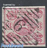 3Sgr, pink on white, imperforated, used 9