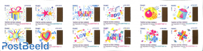 Greetings & Wishing stamps 12v s-a in foil booklet