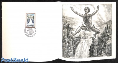 La saut du doubs, Special FDC leaf on handmade paper with Decaris gravure, limited ed.