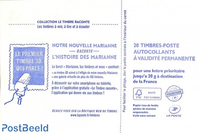 Le premier timbre qui parle, Booklet with 20x rouge s-a