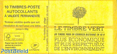 Le timbre vert, Booklet with 10x vert s-a