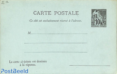 Colonies, Reply Paid Postcard 10/10c