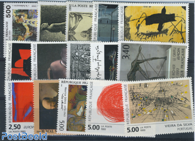 Art stamps France 1991/1993 (15 stamps)