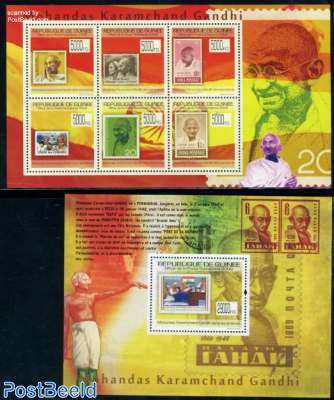 Gandhi on stamps 7v (2 s/s)