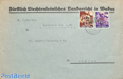 Official mail from Vaduz to Zürich