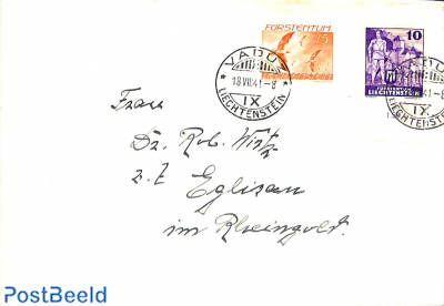 Letter from Vaduz with Mi.No. 174 and 158