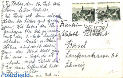 Postcard from Vaduz to Basel