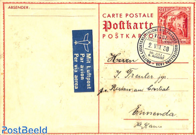 Postcard 20Rp, Stamp exposition postmark (some folds in card)