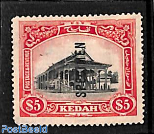 Kedah, $5, SPECIMEN (without gum)