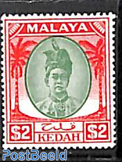 Kedah, 2$, Stamp out of set