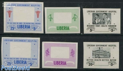 Hospital, 6 stamps with missing colours