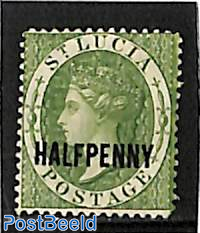 HALFPENNY green, WM Crown-CC, Stamp out of set, without gum