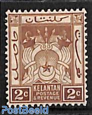 Kelantan, 2c, WM Script-CA, Stamp out of set
