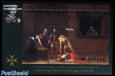 400th Anniversary of the death of Caravaggio s/s, limited ed.