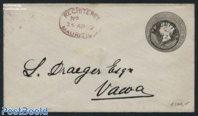 Postal Stationary Envelope, Inland registered mail to Vacoas