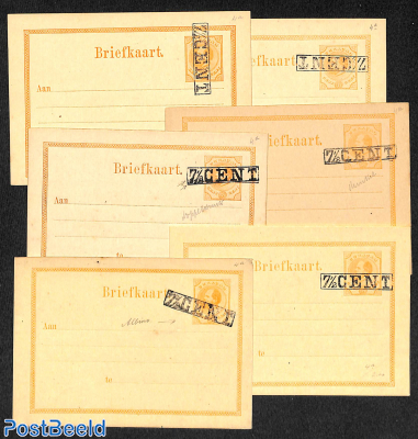 Lot of 6 postcards, overprint variations