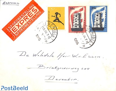 Letter with Europa stamps, sent on first day of issue