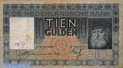 10 Gulden 1933 2 Letters 6 Digits