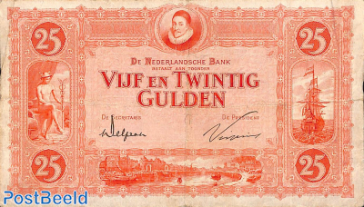 25 Gulden 1921, Double lined serie letters (2 letters, 5 digits)