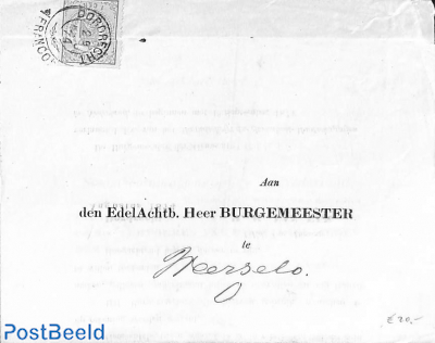 folding official mail from Dordrecht to Weerselo. See Dordrecht postmark and Wapenzegel 1 c