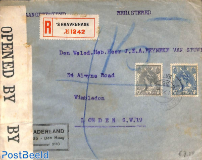 Registered mail to London, censored
