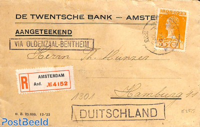 Registered letter from Amsterdam to Hamburg