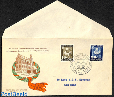 Leiden university 2v, FDC fresh cover with open flap, typed address