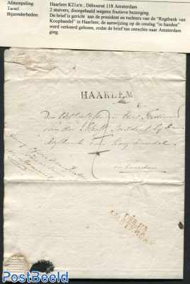 Letter from Haarlem to Amsterdam (by mistake)