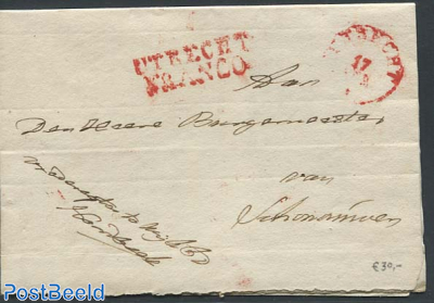 Folding letter from Utrecht to Schoonewoerd