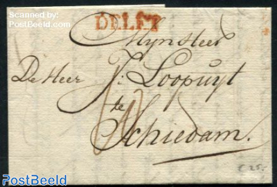 Folding letter from Delft to Schiedam