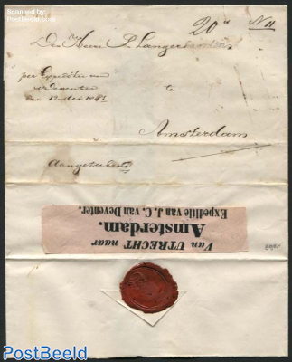 Registered letter from Utrecht to Amsterdam, Expedition J.C. van Deventer, sent and received 13 may