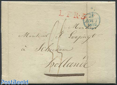 Folding letter from Calais to Schiedam