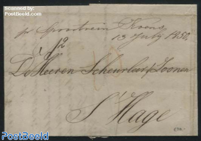 Letter from Amsterdam to sGravenhage by Railway