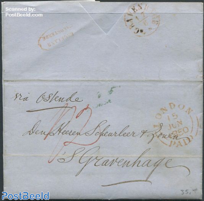 Folding letter from London to The Hague