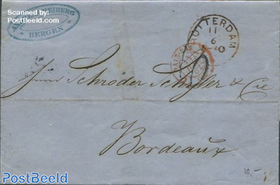 Folding letter from Rotterdam to Bordeaux