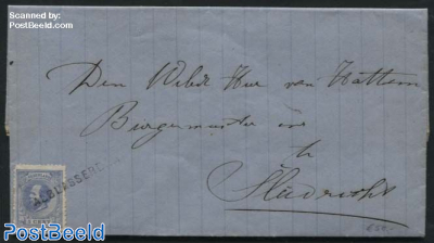 Folding letter from Alblasserdam ( langstempel ) to Sliedrecht, stamp = NVPH No. 19D
