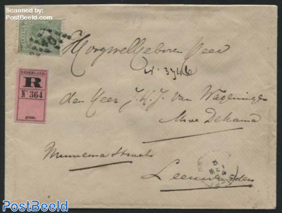 Registered letter to Leeuwarden with NVPH No. 24